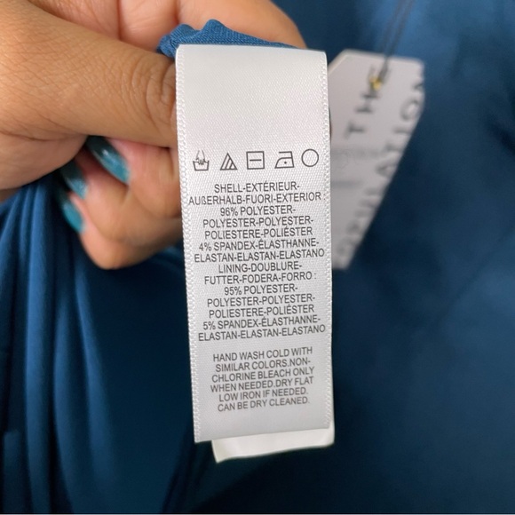 Nordstrom Dress The Population Vanessa Peacock Blue Halter Body Con Midi Medium - Picture 9 of 10